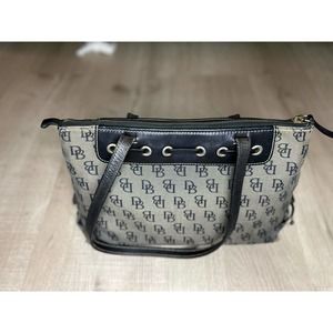 Dooney & Bourke Signature gray canvas purse w/ leather accent